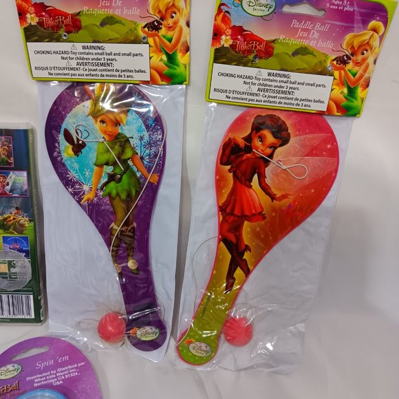 Disney Fairies Tinkerbell and Friends Bundle 2 Paddle Balls - 1 DVD - 2 Spin'em - Picture 4 of 14